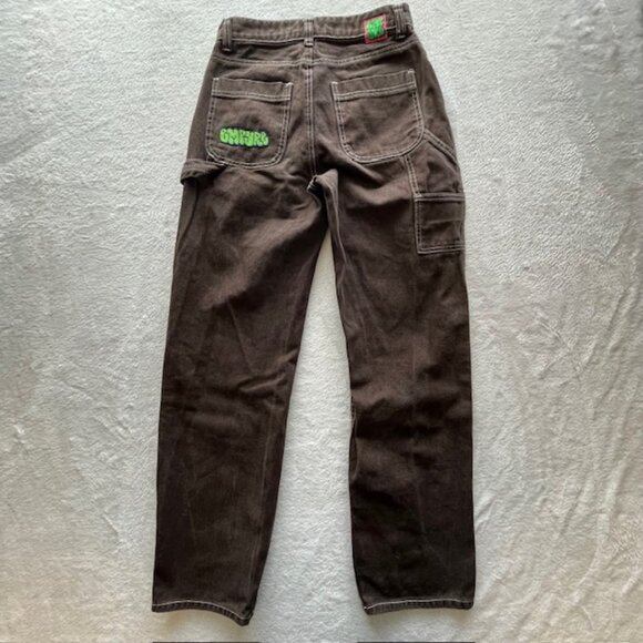 Empyre Relaxed Fit Brown Denim Jeans with Embroidered Logo- Size 2 - Picture 3 of 7